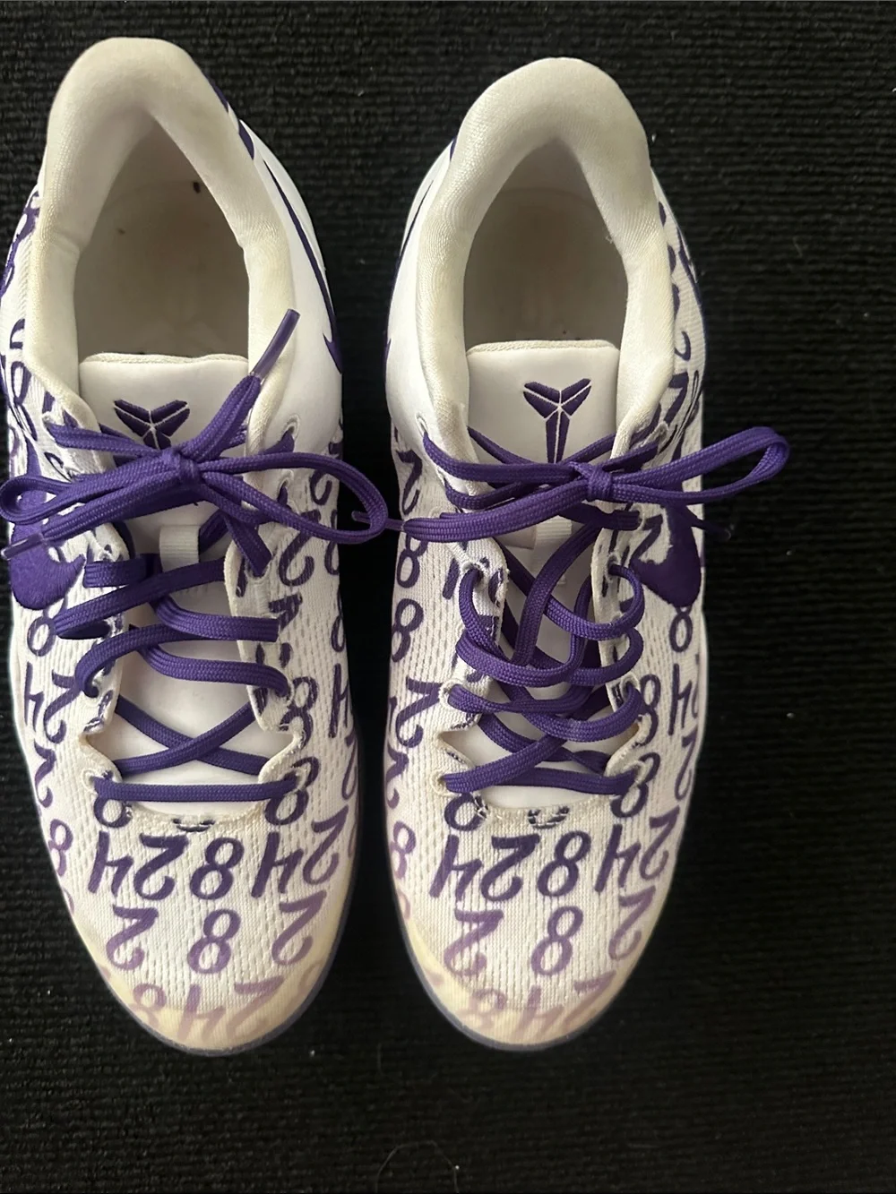 Nike Kids White and Purple Kobe Bryant Number Print Sneakers